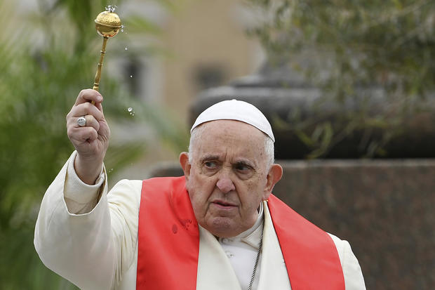 Pope Francis, day after being discharged from hospital, presides over Palm Sunday mass